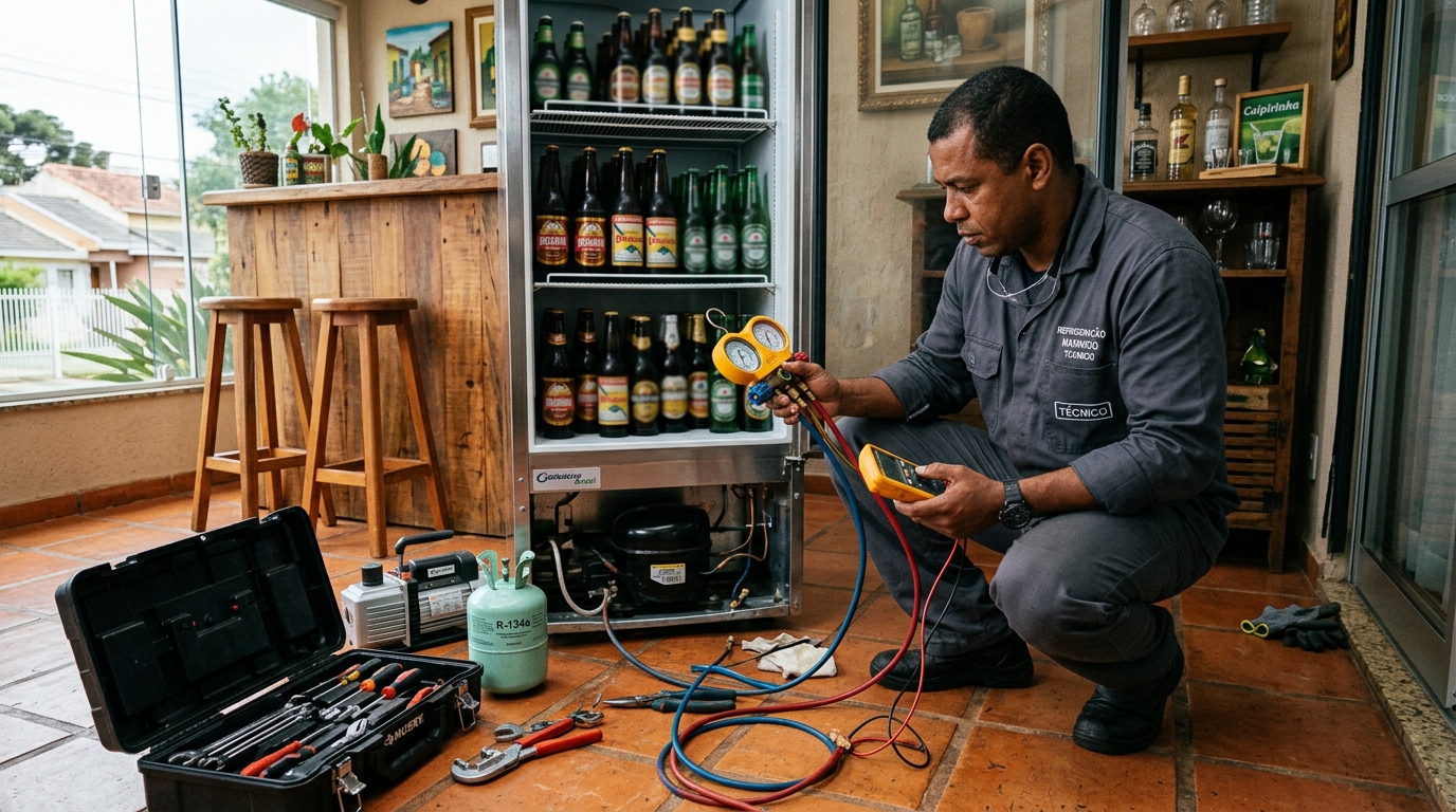 Técnico de conserto de cervejeira em residência em Piracicaba‑SP